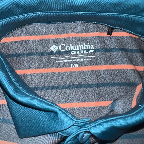 Columbia Golf Striped Short Sleeve Polo Men's Large Poly/Spandex Blend - Picture 4 of 7